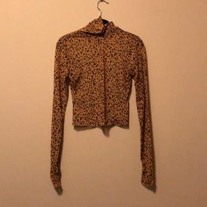 cheetah turtleneck crop top